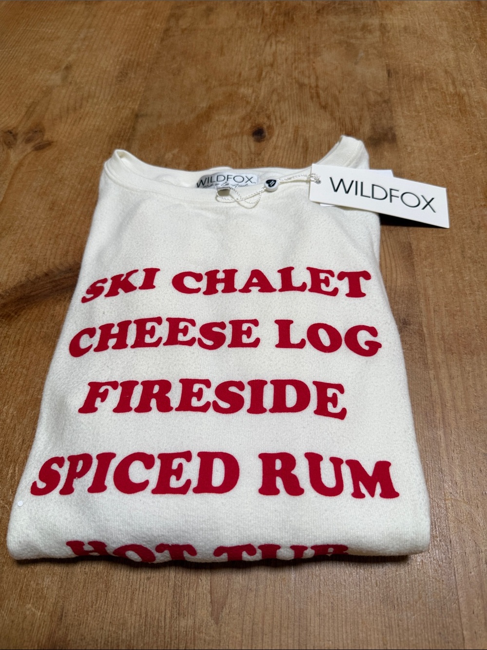 Wildfox Ivory Sweatshirt with Red Scripted Text